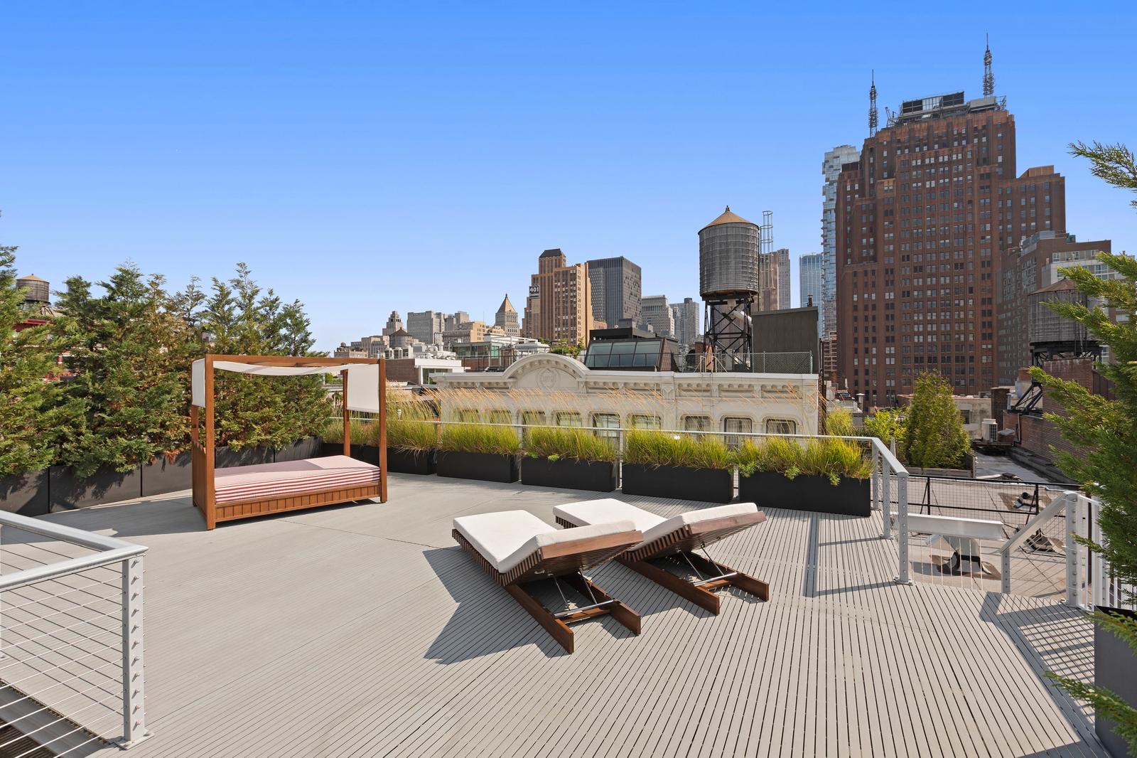 Soho rooftop terrace with skyline views